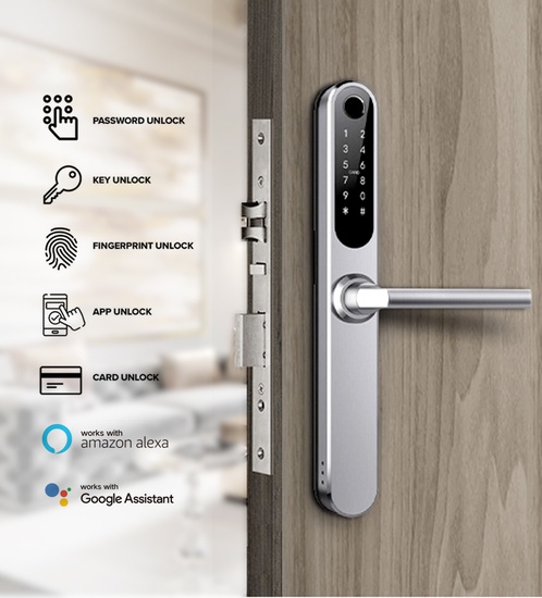 Smart Lock - Aluminium Doors With installation- Silver